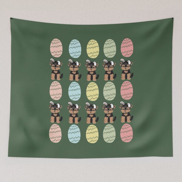 Item preview, Yorkshire Terrier Dog with Bunny Ears and Easter Colorful Eggs Pattern designed and sold by SeasonalDogs.
