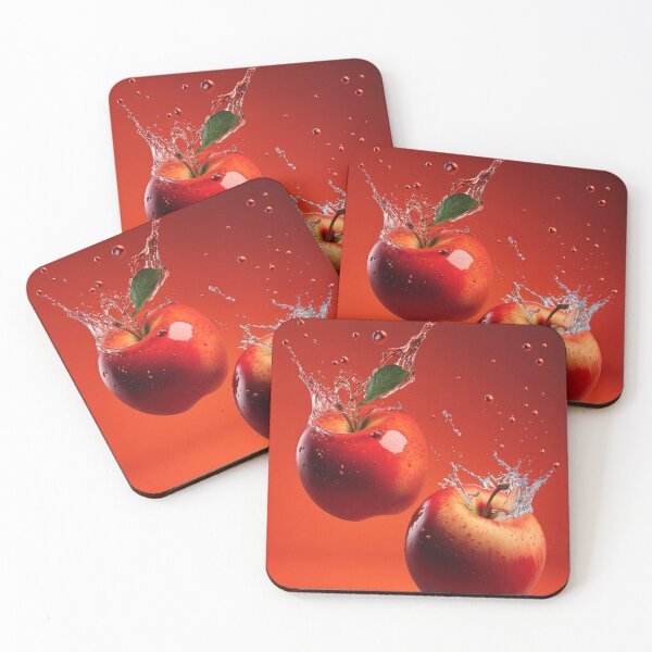 Item preview, Two red apples are splashing into the water printart, wallart 4 designed and sold by jetaiart.