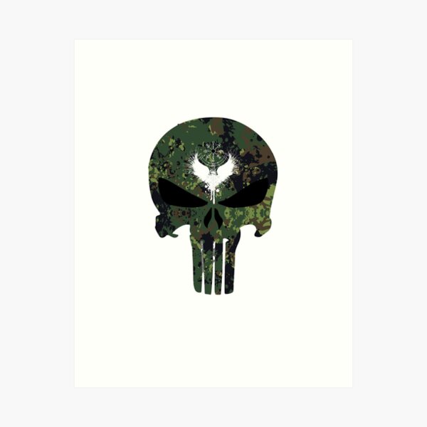 Marvel The Punisher Distressed Skull Logo1 Art Print by Sanzij