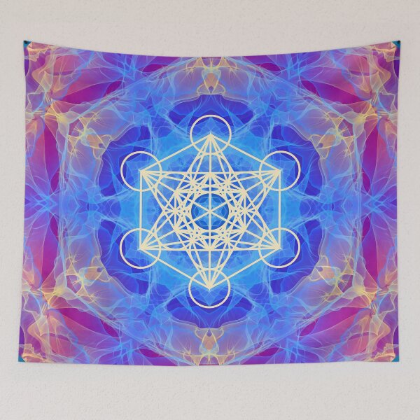 Item preview, Blue Red Yellow Flame Metatron Cube  Mandala designed and sold by Shapes-Mania.