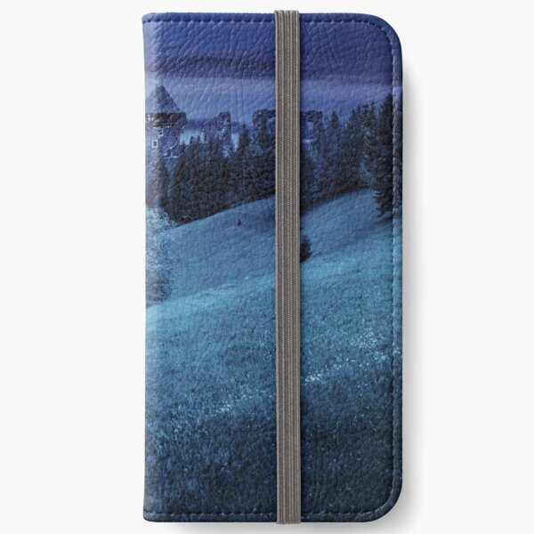 path to fortress ruins on hillside with forest at night iPhone Wallet