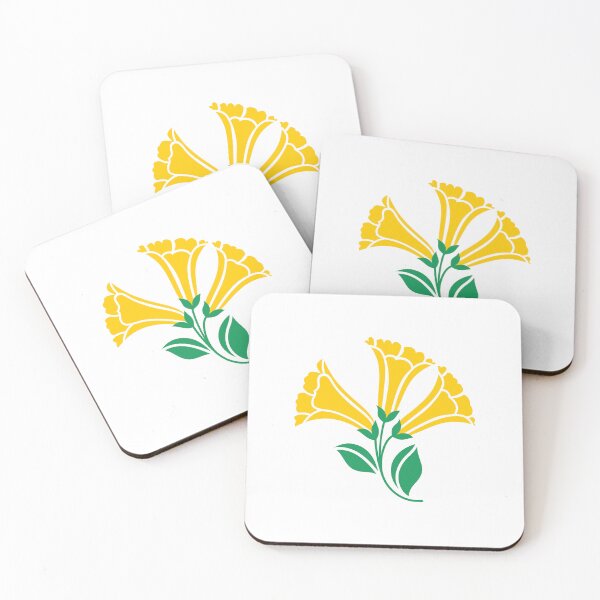 Item preview, Flower pattern on yellow base - Seamless allover yellow flower with green leaves pattern designed and sold by Agni Designs.