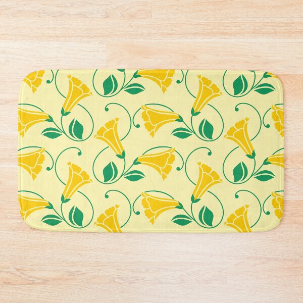 Item preview, Flower pattern on yellow base - Seamless allover yellow flower with green leaves pattern designed and sold by Agni Designs.