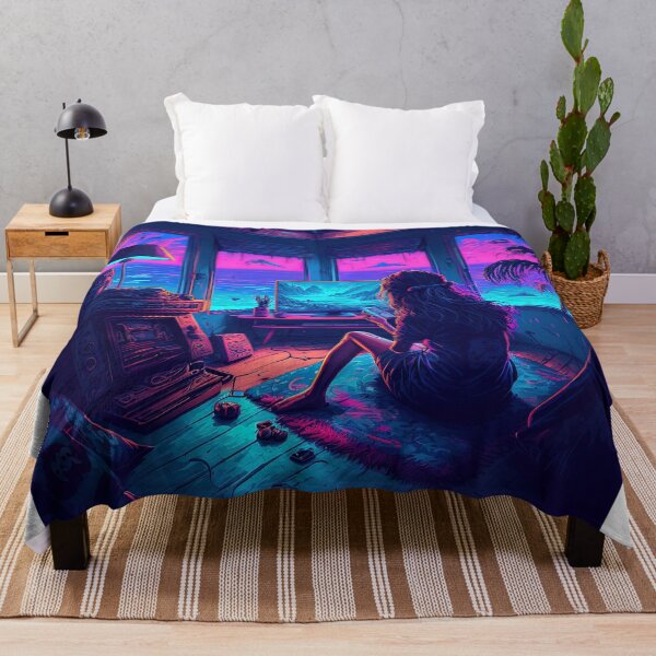 Item preview, woman chilling in a beach house synthwave designed and sold by artyficial-.