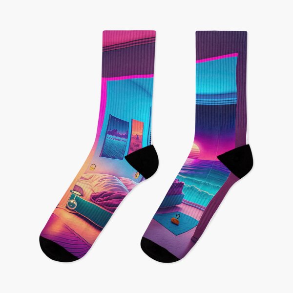 Item preview, Bedroom with a Sunset Synthwave designed and sold by artyficial-.