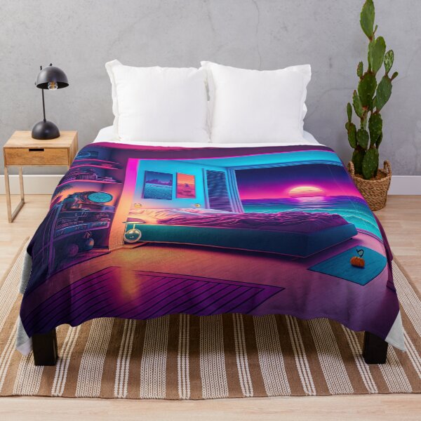 Item preview, Bedroom with a Sunset Synthwave designed and sold by artyficial-.