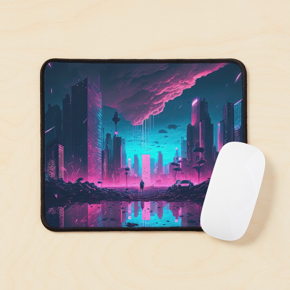 Premium Photo  Synthwave sunset illustration cyberpunk retro neon  background with easy overlook