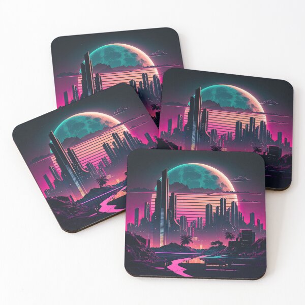 Item preview, Futuristic City at Dusk Synthwave designed and sold by artyficial-.