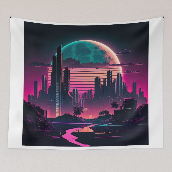Item preview, Futuristic City at Dusk Synthwave designed and sold by artyficial-.