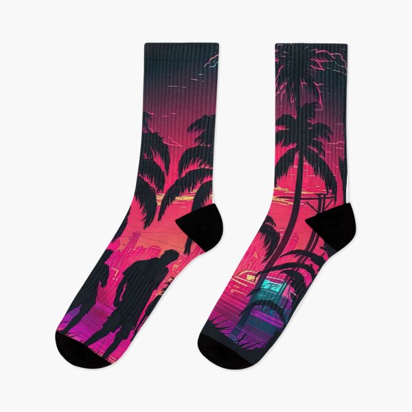 Item preview, Group of Friends at Night with Palm Trees Synthwave designed and sold by artyficial-.