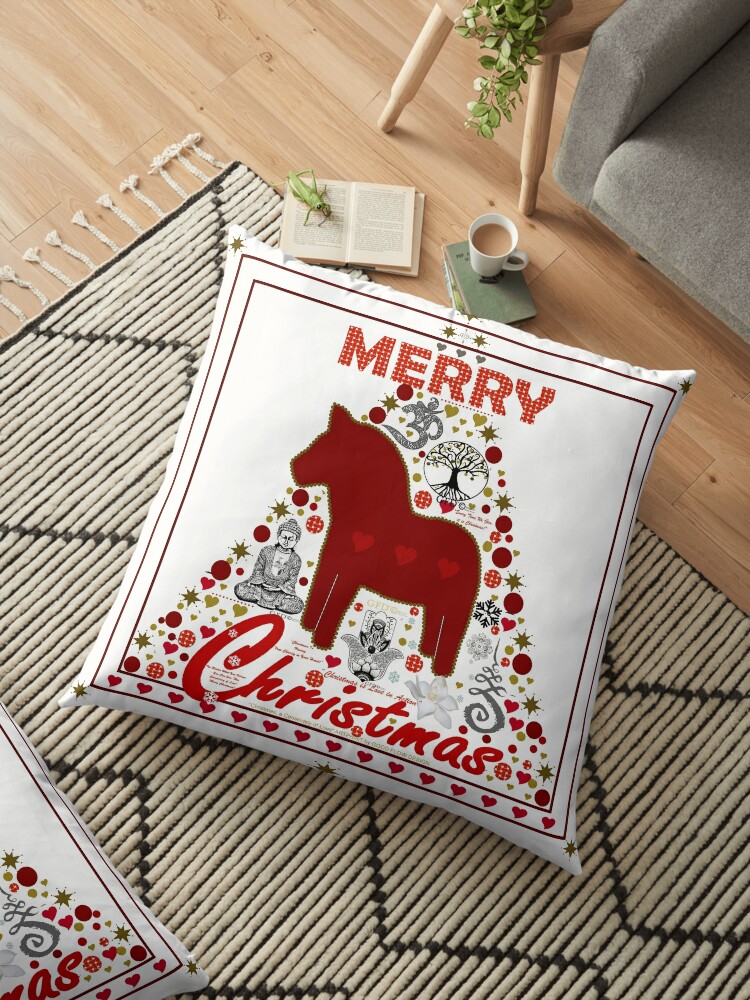 Christmas A Conspiracy Of Love Christmas Home Decor And Christmas Gifts Under 20 From The Collection Christmas Growth Small Symbols Are Hidden In The Tree Like Artwork Floor Pillow By Goodflowdesign Redbubble