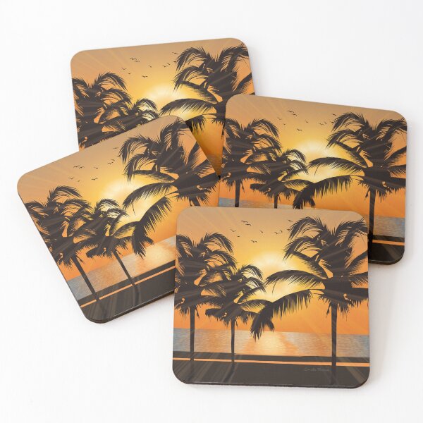 Item preview, Coconut trees at sunset on a summer evening designed and sold by Emilie BESSON.