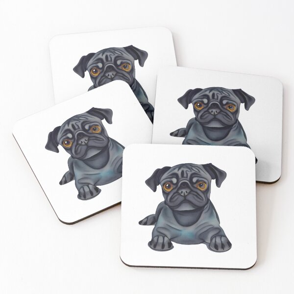 Item preview, Cute black pug. Animated Pug. Cartoon Pug. Black cartoon pug. designed and sold by Doggymadness.