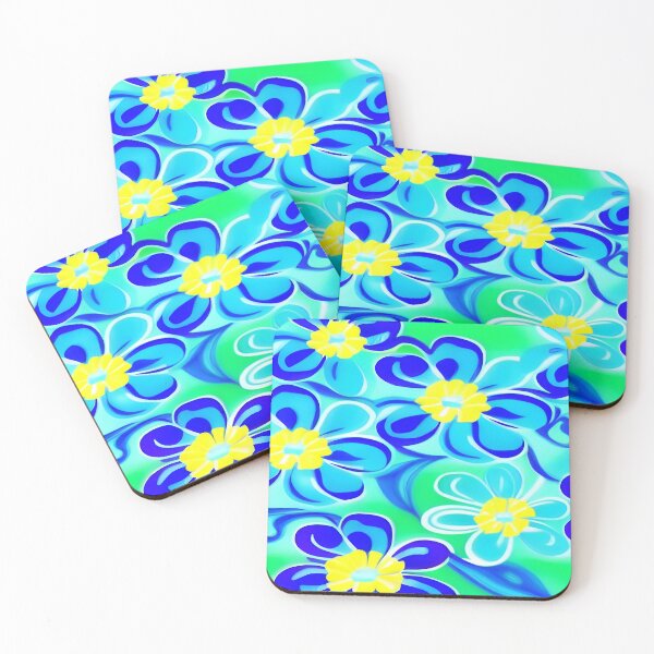 Item preview, Aqua Marine Teal and Brilliant Blue Flowers with Sea Green Backdrop  ra designed and sold by deniselynnimage.