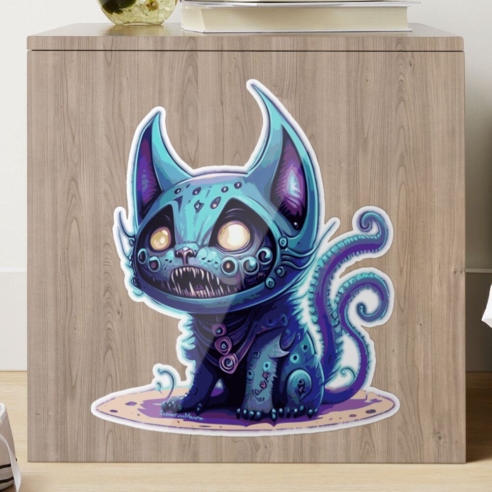 Monster alien kitty! - horror and cat lovers! - Eldritch lovecraft inspired  Sticker for Sale by EldritchMagpie