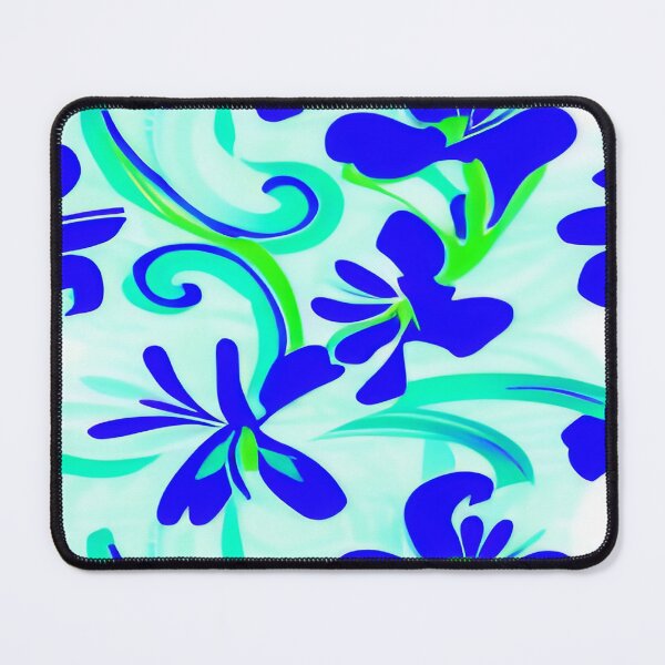 Item preview, Sea Green Stems with Bright Blue Vibrant Flowers Mixed on a Background of Green and White  ra designed and sold by deniselynnimage.