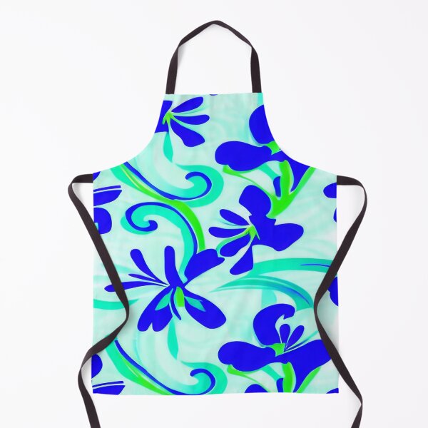Item preview, Sea Green Stems with Bright Blue Vibrant Flowers Mixed on a Background of Green and White ra designed and sold by deniselynnimage.