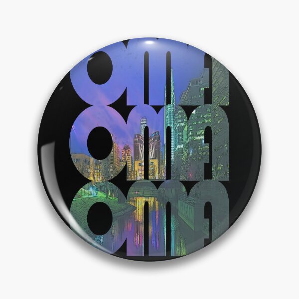 Item preview, Omaha, Nebraska OMA Dusk Cityscape Repeating Pattern designed and sold by CrabbyLobster.