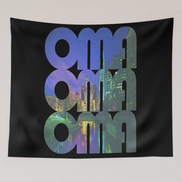 Item preview, Omaha, Nebraska OMA Dusk Cityscape Repeating Pattern designed and sold by CrabbyLobster.