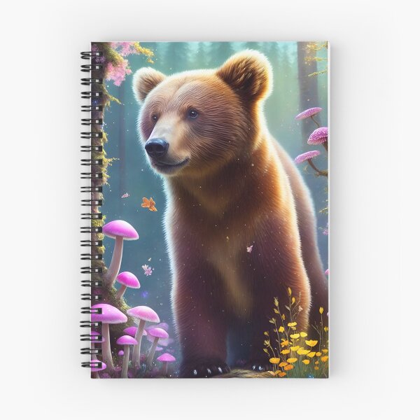 Item preview, Bear sitting in the forest surrounded by flowers designed and sold by Whimsy Bu.