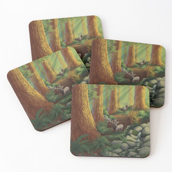 Item preview, Elk in the Redwoods | California Redwood Forest | Painting designed and sold by SelaRoseArt.
