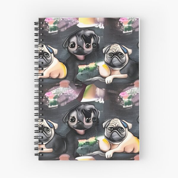 Item preview, Pug pattern. Cute black pugs. Watercolour black pugs.  designed and sold by Doggymadness.