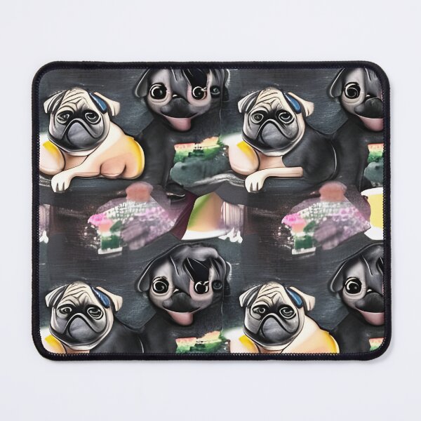 Item preview, Pug pattern. Cute black pugs. Watercolour black pugs.  designed and sold by Doggymadness.