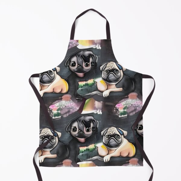 Item preview, Pug pattern. Cute black pugs. Watercolour black pugs. designed and sold by Doggymadness.