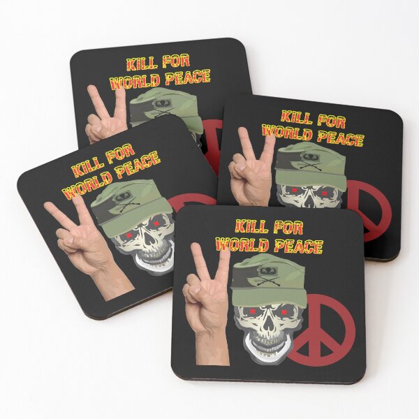 Item preview, Army - Ranger Patrol Cap - Skull - Kill for World Peace w Flames Font X 300 designed and sold by Military Insignia Products.