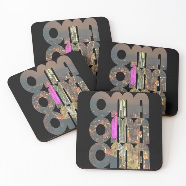 Item preview, Omaha, Nebraska OMA Night Cityscape Repeating Pattern designed and sold by CrabbyLobster.