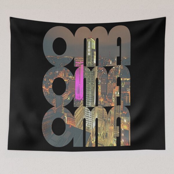 Item preview, Omaha, Nebraska OMA Night Cityscape Repeating Pattern designed and sold by CrabbyLobster.
