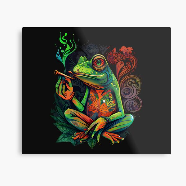 Frog Smoking Metal Prints for Sale