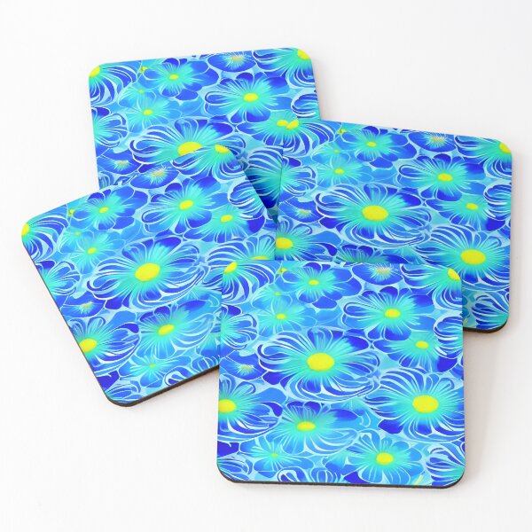 Item preview, Mediterranean Beauty Blue Floral Design with Mustard Yellow Centers and a Sky Blue Background      ra designed and sold by deniselynnimage.