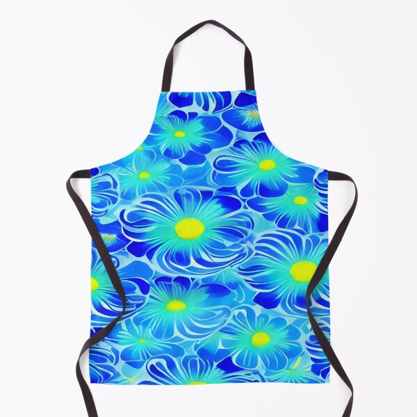 Item preview, Mediterranean Beauty Blue Floral Design with Mustard Yellow Centers and a Sky Blue Background ra designed and sold by deniselynnimage.