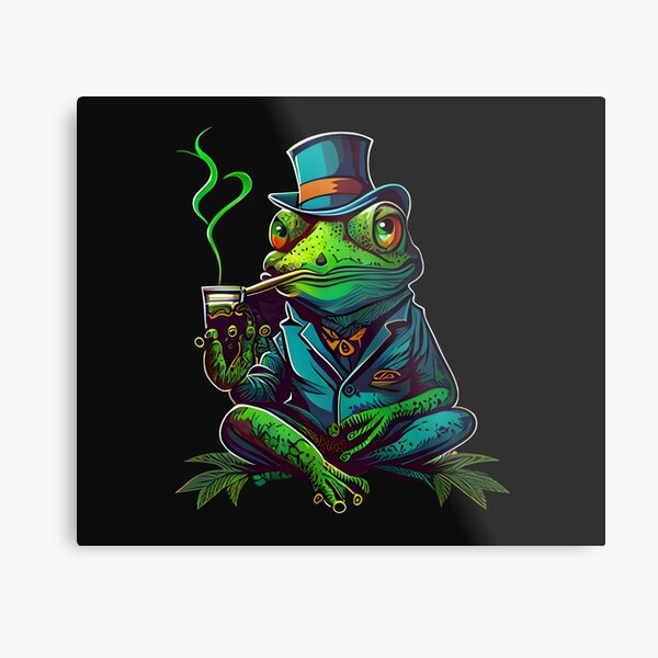 Frog Smoking Metal Prints for Sale