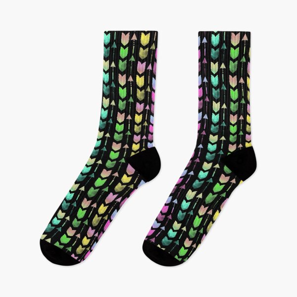Item preview, Black Rainbow Arrow Feathers Watercolor Pattern designed and sold by inspirationzgal.