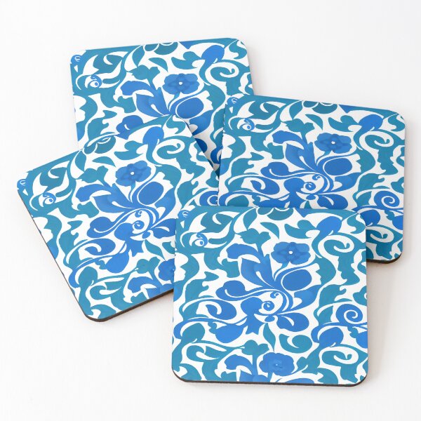 Item preview, Victorian Vintage Floral Blue Pattern with Twirls and Twists of Green Stems        ra designed and sold by deniselynnimage.