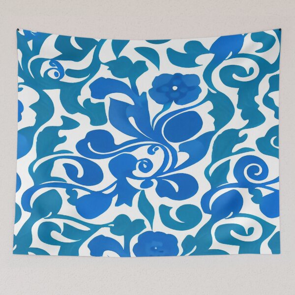 Item preview, Victorian Vintage Floral Blue Pattern with Twirls and Twists of Green Stems        ra designed and sold by deniselynnimage.