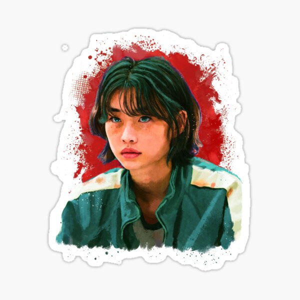 Squid games Hoyeon Jung Kang Sae-byeok artistic portrait Sticker