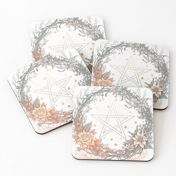 Item preview, Floral Pentagram Art Print - Wiccan Symbol with Beautiful Flowers designed and sold by RootNeeds.
