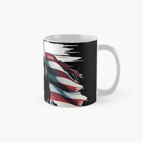 Item preview, Husky in front of an American flag and mountains in the background designed and sold by togetherShirts.