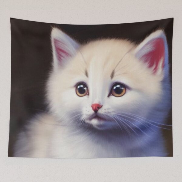 Item preview, CUTE ADORABLE WHITE KITTEN PAINTING designed and sold by KatisDesign.