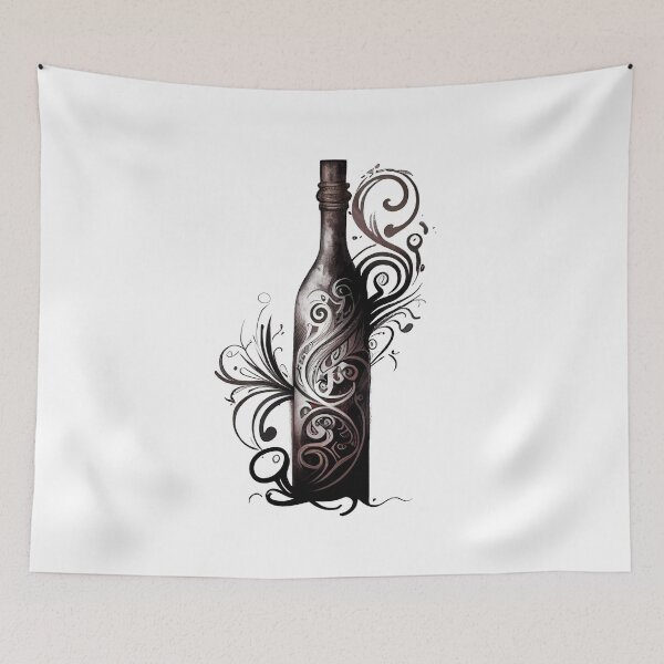 Item preview, Tribal Tattoo Wine Bottle designed and sold by ShadowAndSlate.