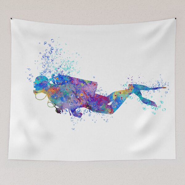 Item preview, Scuba Diver Colorful Watercolor designed and sold by LotusGifts.