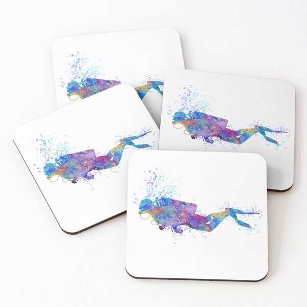 Item preview, Scuba Diver Colorful Watercolor designed and sold by LotusGifts.