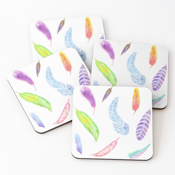 Item preview, Colorful watercolor feathers pattern designed and sold by Wolshebnaja.
