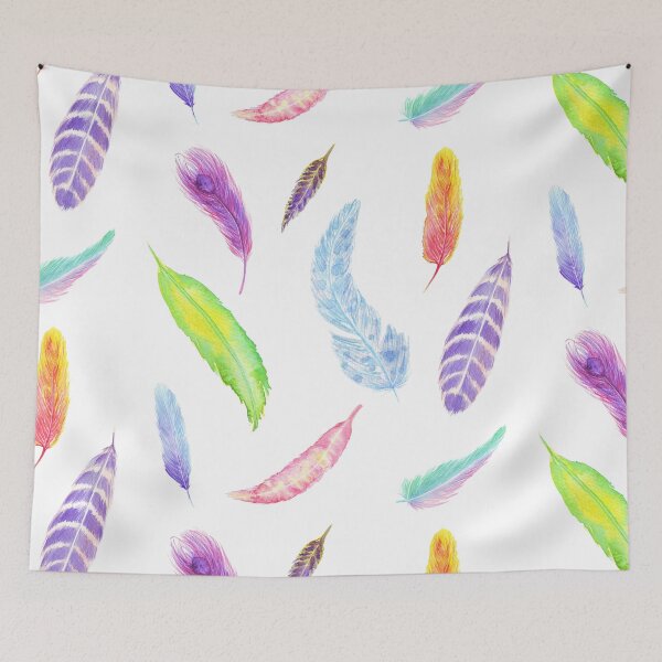 Item preview, Colorful watercolor feathers pattern designed and sold by Wolshebnaja.