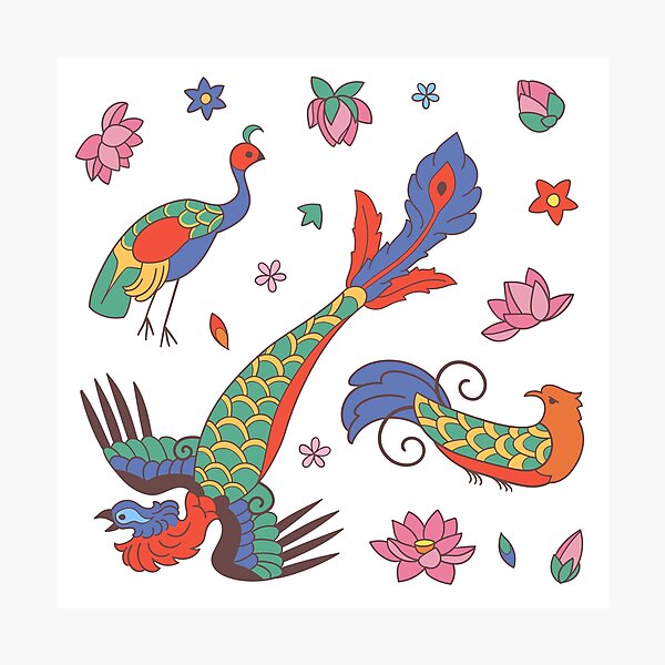Lotus Paradise Birds Photographic Print