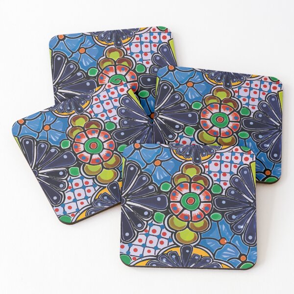 Item preview, Classic blue azulejo mexican flowers talavera tiles designed and sold by T-Mex.
