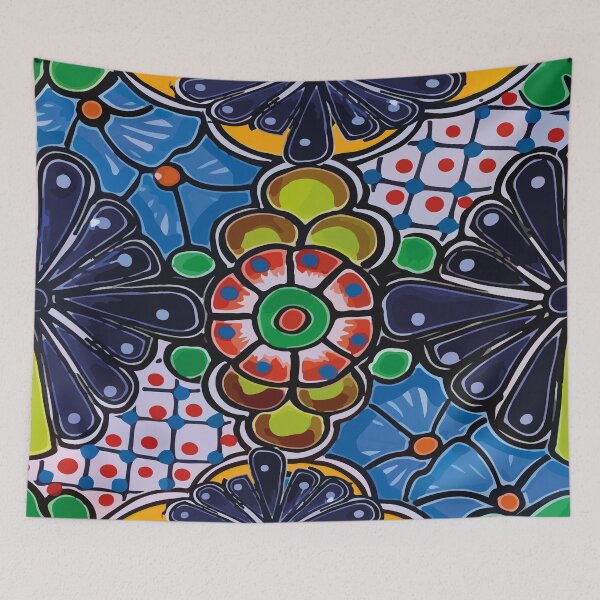 Item preview, Classic blue azulejo mexican flowers talavera tiles designed and sold by T-Mex.